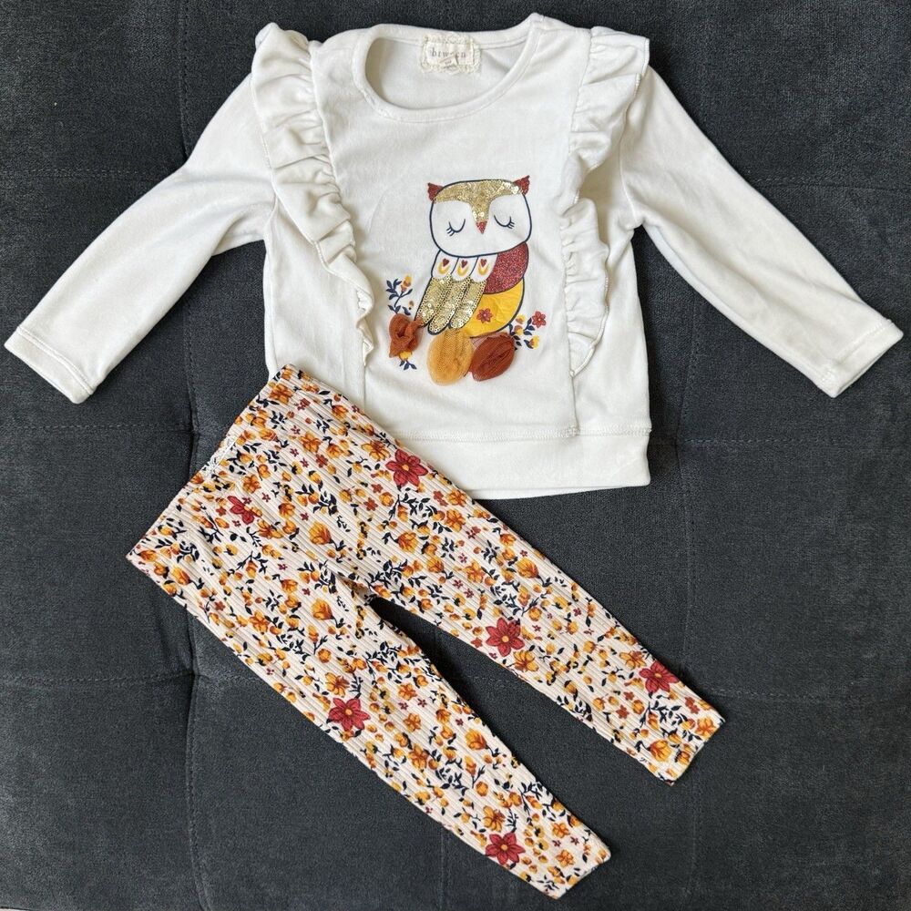 Btween Toddler Girl 2T Fall Matching Owl Legging Set